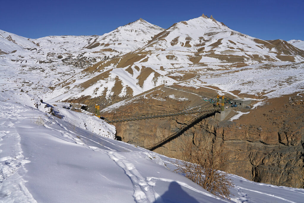 Die Chicham Brücke verbindet die Orte Kibber und Chicham im Spiti Valley