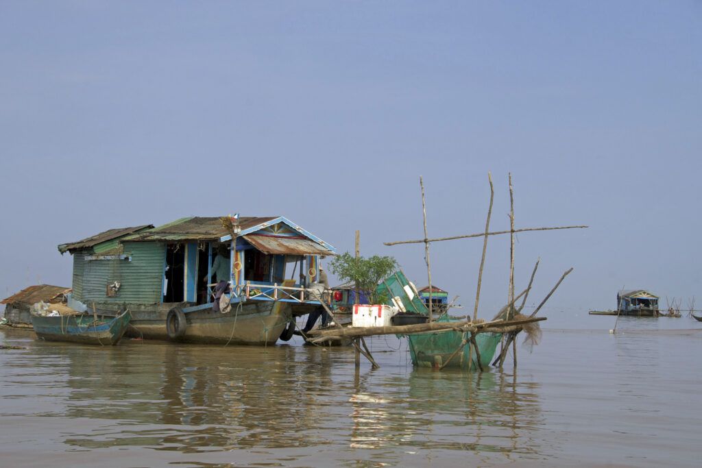 Das schwimmende Dorf auf dem Tonle Sap in der Nähe von Siem Reap in Kambodscha