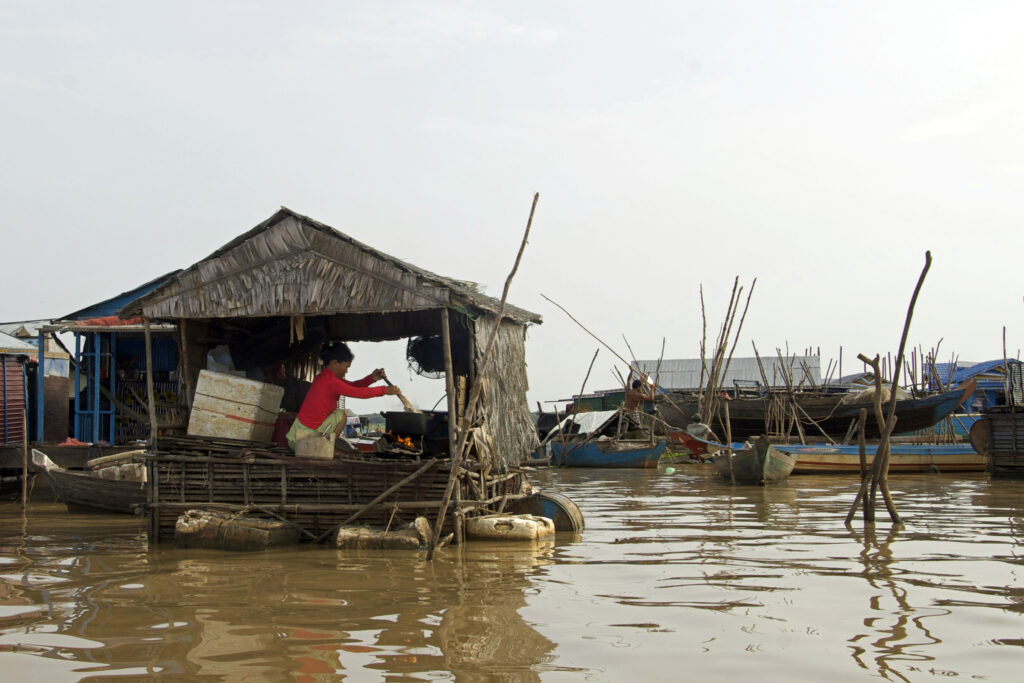 Das schwimmende Dorf auf dem Tonle Sap in der Nähe von Siem Reap in Kambodscha