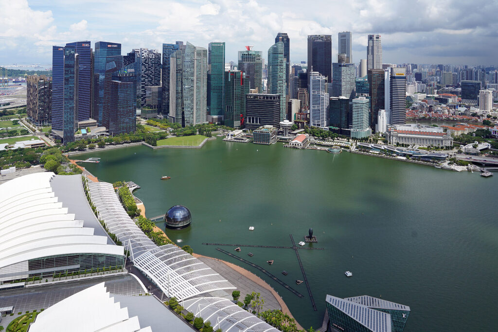 Aussicht vom SkyPark Obersvation Deck des Marina Bay Sands