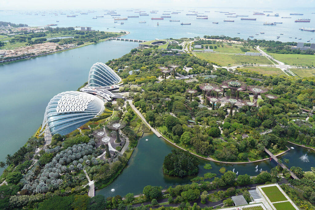 Aussicht vom SkyPark Obersvation Deck des Marina Bay Sands