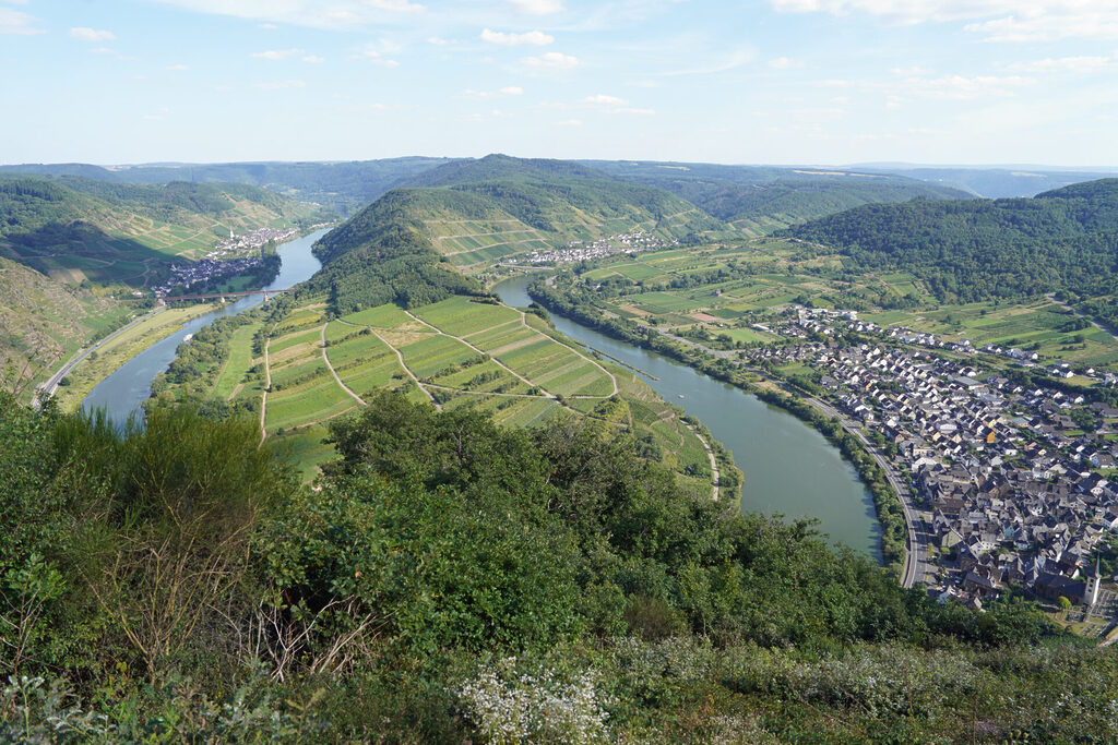 Die Moselschleife bei Bremm, gesehen vom Gipfelkreuz aus