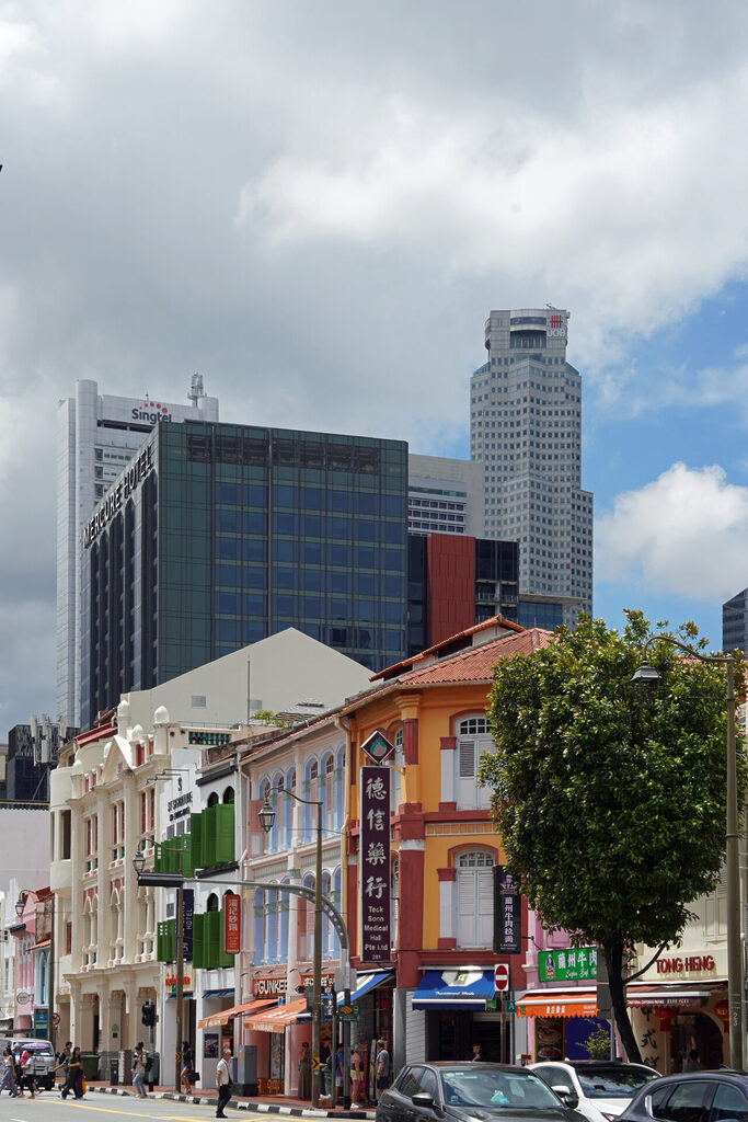 In Chinatown in Singapur verbindet sch die chinesische Tradition auch optisch mit der Moderne