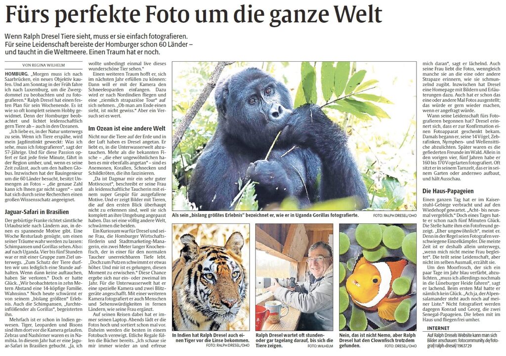 Zeitungsartikel in der Rheinpfalz über Ralph Dresel von vonhierundunterwegs.de