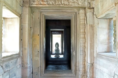 Ein Khmer-Tempel in Phimai im Isaan in Thailand